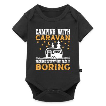 Camping with Caravan because everything - Baby Premium Kurzarmbody - Schwarz - Vorne