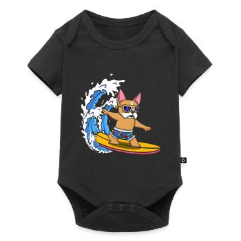 Surfboard Dog Lover Animal Dog Breeder Surfing - Baby Premium short-sleeve bodysuit - black - Front