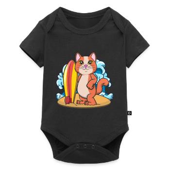 Surfing Cat Whisperer Surfer - Baby Premium short-sleeve bodysuit - black - Front