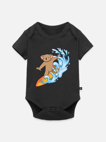 Koala-Liebhaber Koala-Flüsterer Tier-Surfer - Baby Premium Kurzarmbody - Schwarz