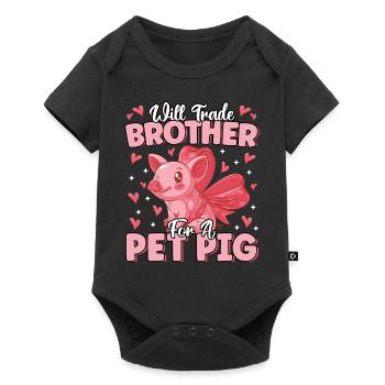 Will Trade Brother For Pet Pig Cute Funny Farmer - Baby Premium short-sleeve bodysuit - black - Front