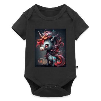 Licorne mignonne avec des cheveux longs colorés - Body à manches courtes Premium Bébé - noir - Devant