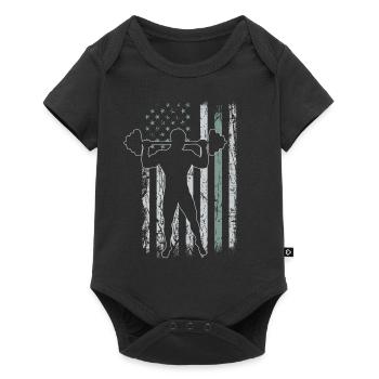 Weightlifting Retro USA Flag Gym 4th of July - Baby Premium short-sleeve bodysuit - black - Front