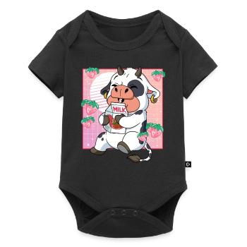 Kawaii Lait de fraise de vache - Body à manches courtes Premium Bébé - noir - Devant