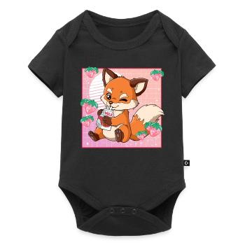 Kawaii Fox Lait de fraise - Body à manches courtes Premium Bébé - noir - Devant