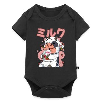 Kawaii Lait de fraise de vache - Body à manches courtes Premium Bébé - noir - Devant