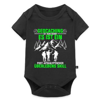 Geocaching Ist Kein Hobby - GPS Cache Spruch Geoca - Baby Premium Kurzarmbody - Schwarz - Vorne
