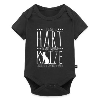 Ich Arbeite Hart Damit Meine Katze Luxusleben Geni - Baby Premium Kurzarmbody - Schwarz - Vorne
