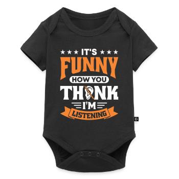Taub Gehörlos Gebärdensprache Deaf Pride - Baby Premium Kurzarmbody - Schwarz - Vorne