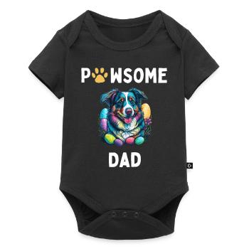 Australian Shepherd Ostereierjäger Papa Kostüm - Baby Premium Kurzarmbody - Schwarz - Vorne