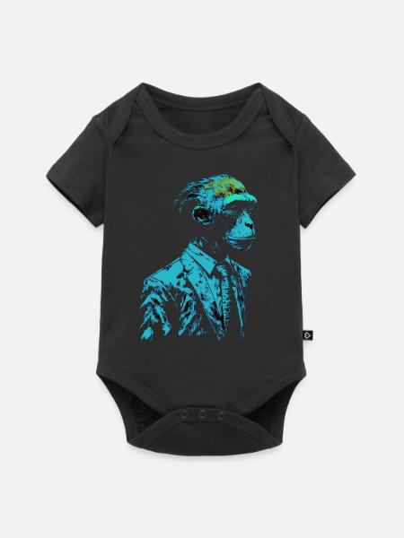 Affe Geschenkidee Monkey Zoo - Baby Premium Kurzarmbody - Schwarz