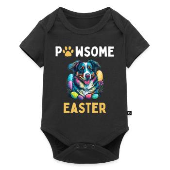 Australian Shepherd Ostereierjäger Geschenkkostüm - Baby Premium Kurzarmbody - Schwarz - Vorne