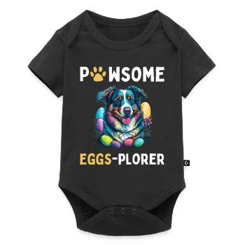 Australian Shepherd Ostereier Plorer Kostüm - Baby Premium Kurzarmbody - Schwarz - Vorne