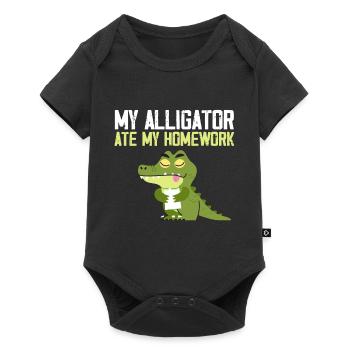 My alligator ate my homework - Baby Premium Kurzarmbody - Schwarz - Vorne