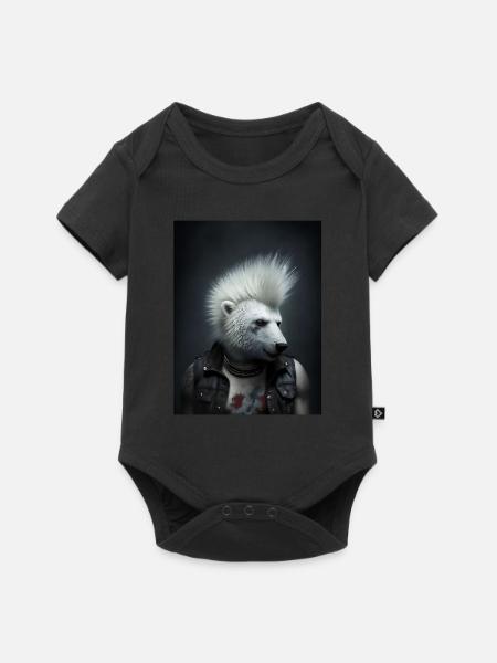 Cooler Punk Eisbär - Baby Premium Kurzarmbody - Schwarz