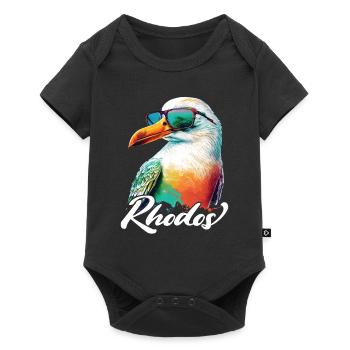 Rhodes vacances mouette colorée fraîche avec des lunettes de soleil - Body à manches courtes Premium Bébé - noir - Devant