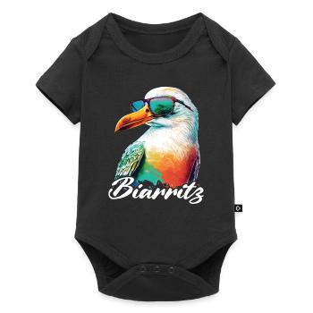 Biarritz vacances mouette colorée fraîche avec lunettes de soleil - Body à manches courtes Premium Bébé - noir - Devant