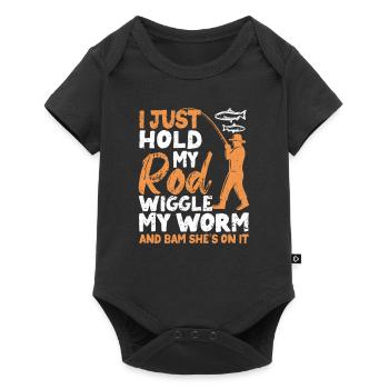 I just hold my rod, wiggle the worm - Baby Premium short-sleeve bodysuit - black - Front