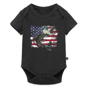 Pêche drapeau américain Vintage USA Bass Fish - Body à manches courtes Premium Bébé - noir - Devant