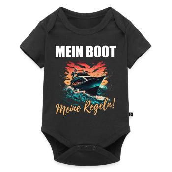 Segler Kapitän Skipper Mein Boot Meine Regeln - Baby Premium Kurzarmbody - Schwarz - Vorne