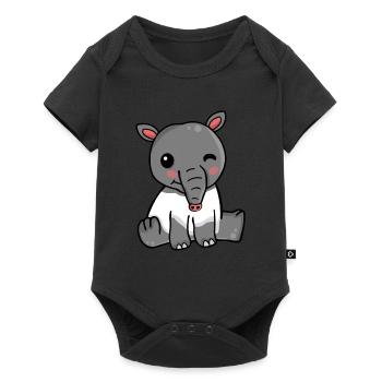 Süßes Tapir Geschenk Mädchen Zoo Tapir - Baby Premium Kurzarmbody - Schwarz - Vorne