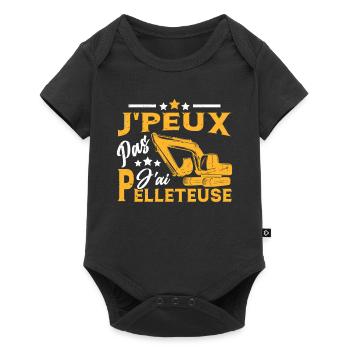 J'peux Pas J'ai Pelleteuse Cadeau Drôle Chantier - Body à manches courtes Premium Bébé - noir - Devant