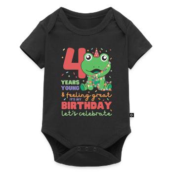 Grenouille pour 4ème anniversaire Enfants de quatre ans - Body à manches courtes Premium Bébé - noir - Devant