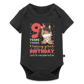 Horse for 9th birthday Children nine years old - Baby Premium short-sleeve bodysuit - black - Front