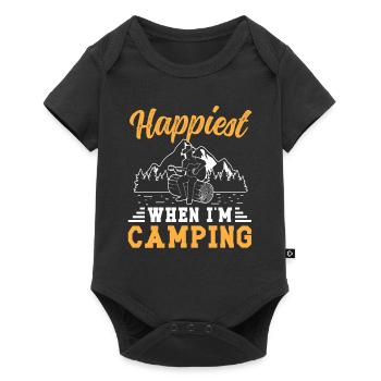 Happiest when i'm Camping - Baby Premium Kurzarmbody - Schwarz - Vorne
