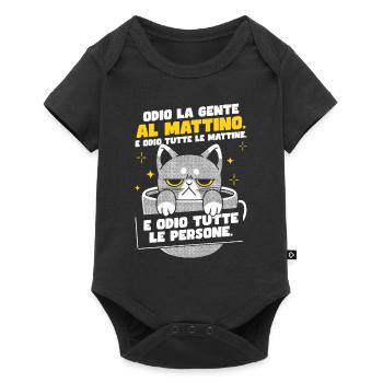 Café du chat du matin - Body à manches courtes Premium Bébé - noir - Devant