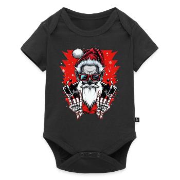 Rock n Roll Skeleton Santa Claus Funny Christmas - Baby Premium short-sleeve bodysuit - black - Front