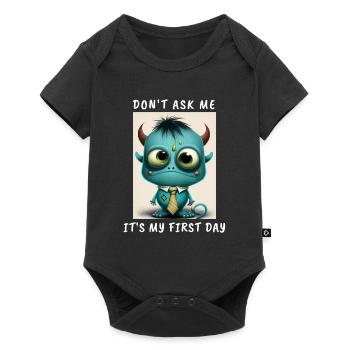 First Day At Work Funny Monster Design - Baby Premium short-sleeve bodysuit - black - Front