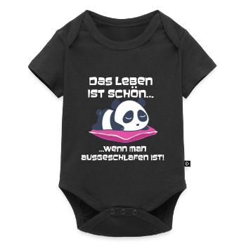 Das Leben ist schön, wenn du schläfst Katze - Baby Premium Kurzarmbody - Schwarz - Vorne