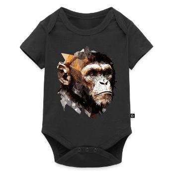 Geometric Monkey Head Abstract Polygonal Wild Anim - Baby Premium Kurzarmbody - Schwarz - Vorne