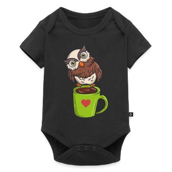Owl Night Bird Caffeine Lovers - Baby Premium short-sleeve bodysuit - black - Front