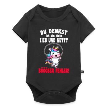 Du Denkst Ich Bin Klein Lieb Und Nett Einhorn - Baby Premium Kurzarmbody - Schwarz - Vorne