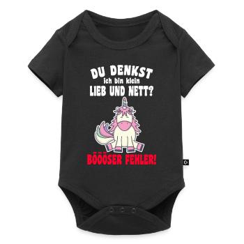 Du Denkst Ich Bin Klein Lieb Und Nett Einhorn - Baby Premium Kurzarmbody - Schwarz - Vorne