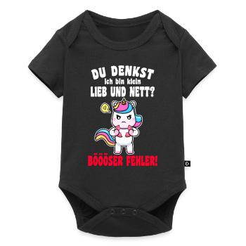 Du Denkst Ich Bin Klein Lieb Und Nett Einhorn - Baby Premium Kurzarmbody - Schwarz - Vorne