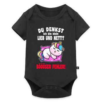 Du Denkst Ich Bin Klein Lieb Und Nett Einhorn - Baby Premium Kurzarmbody - Schwarz - Vorne