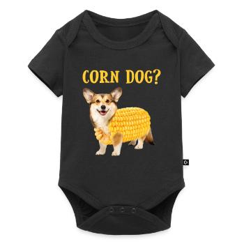 Corn Dog Corgi Hund Corn Dog - Baby Premium Kurzarmbody - Schwarz - Vorne