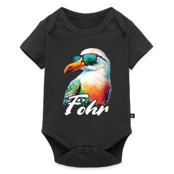 Föhr Holiday cool colorful seagull with sunglasses - Baby Premium short-sleeve bodysuit - black - Front