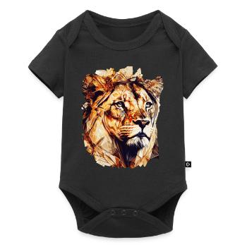 Géométrique Tête de Lion Abstrait Polygonal Animal Sauvage - Body à manches courtes Premium Bébé - noir - Devant