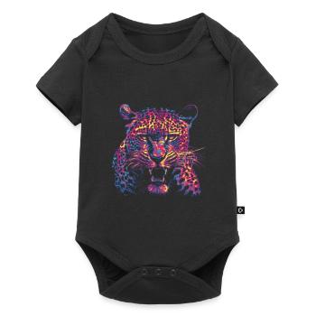 Colored leopard head - Baby Premium short-sleeve bodysuit - black - Front