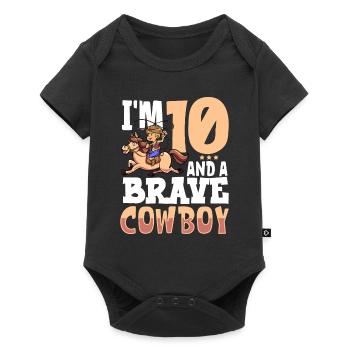 Ich bin 10 - Jungen Cowboy - Baby Premium Kurzarmbody - Schwarz - Vorne
