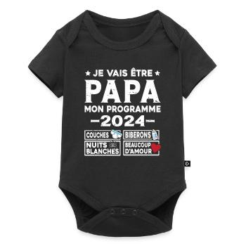 Je vais être papa mon programme en 2024 Futur Papa - Body à manches courtes Premium Bébé - noir - Devant