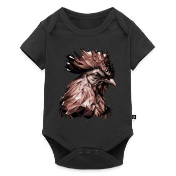 Geometric Chicken Head Abstract Polygonal - Baby Premium Kurzarmbody - Schwarz - Vorne