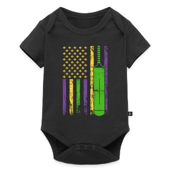 Batte de cricket drapeau sportif américain - Body à manches courtes Premium Bébé - noir - Devant
