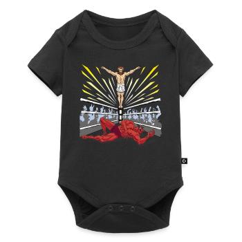 Wrestling Merch Jesus Devil Comic Religion Outfit - Baby Premium short-sleeve bodysuit - black - Front