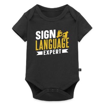 Gebärdensprache Experte Gebärden Gestik Awareness - Baby Premium Kurzarmbody - Schwarz - Vorne