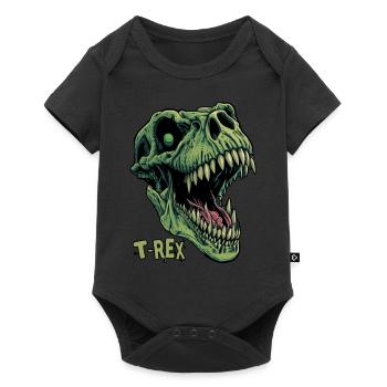 Green T-Rex Head Roaring Dinosaur - Baby Premium Kurzarmbody - Schwarz - Vorne